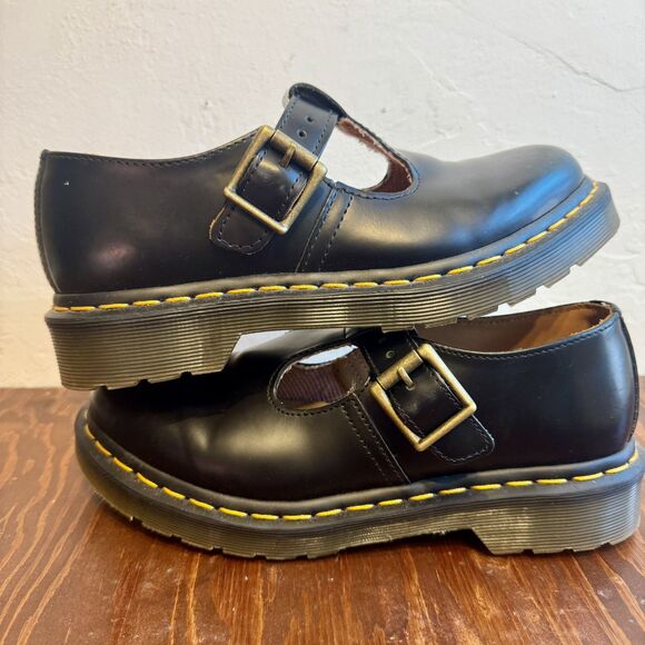 NWOT Dr. Martens POLLEY Smooth Leather Women Mary Jane Shoes Size 6 Black *READ* - Picture 2 of 13